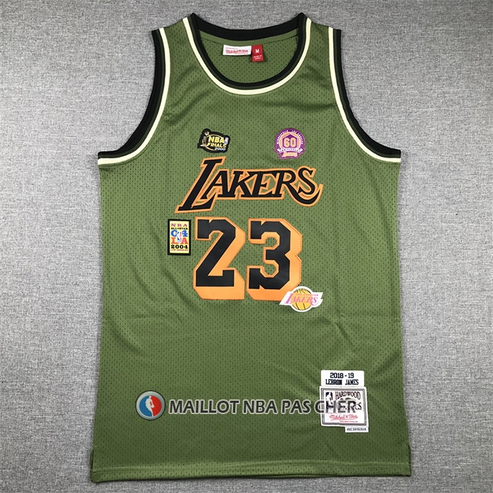 Maillot Los Angeles Lakers LeBron James NO 23 Mitchell & Ness 2018-19 Vert